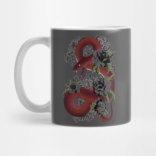 Red Snake and Black Flowers Mug